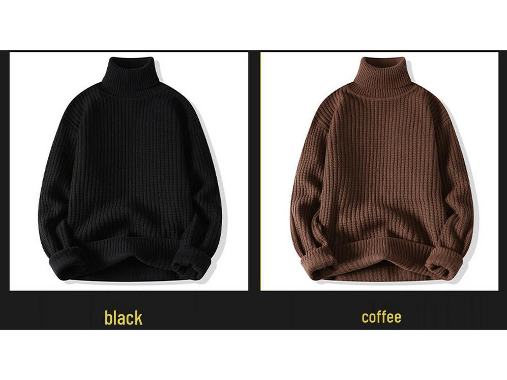 Men's Trendy Korean Style Thick High-Neck Sweater for Autumn/Winter
