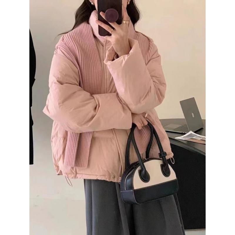 Winter new shawl small down cotton clothes women's short stand-up collar thickened solid color bread clothes jacket