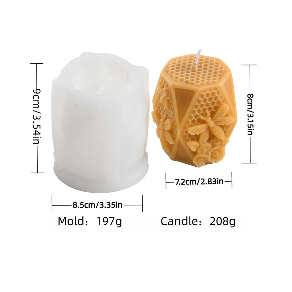 3D Hexagonal Beehive Candle Mold DIY Flying Bee Honeycomb Aromatherapy Gypsum Mold Bread and Candy Baking Tools