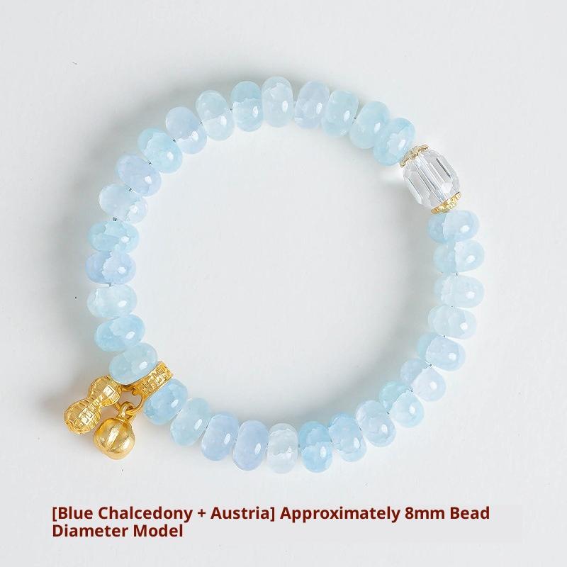 Fresh Blue Chalcedony Elegant Bracelet Exquisite Artificial Pearl Meditation Beads Yoga Jewelry Gift for Women Girls