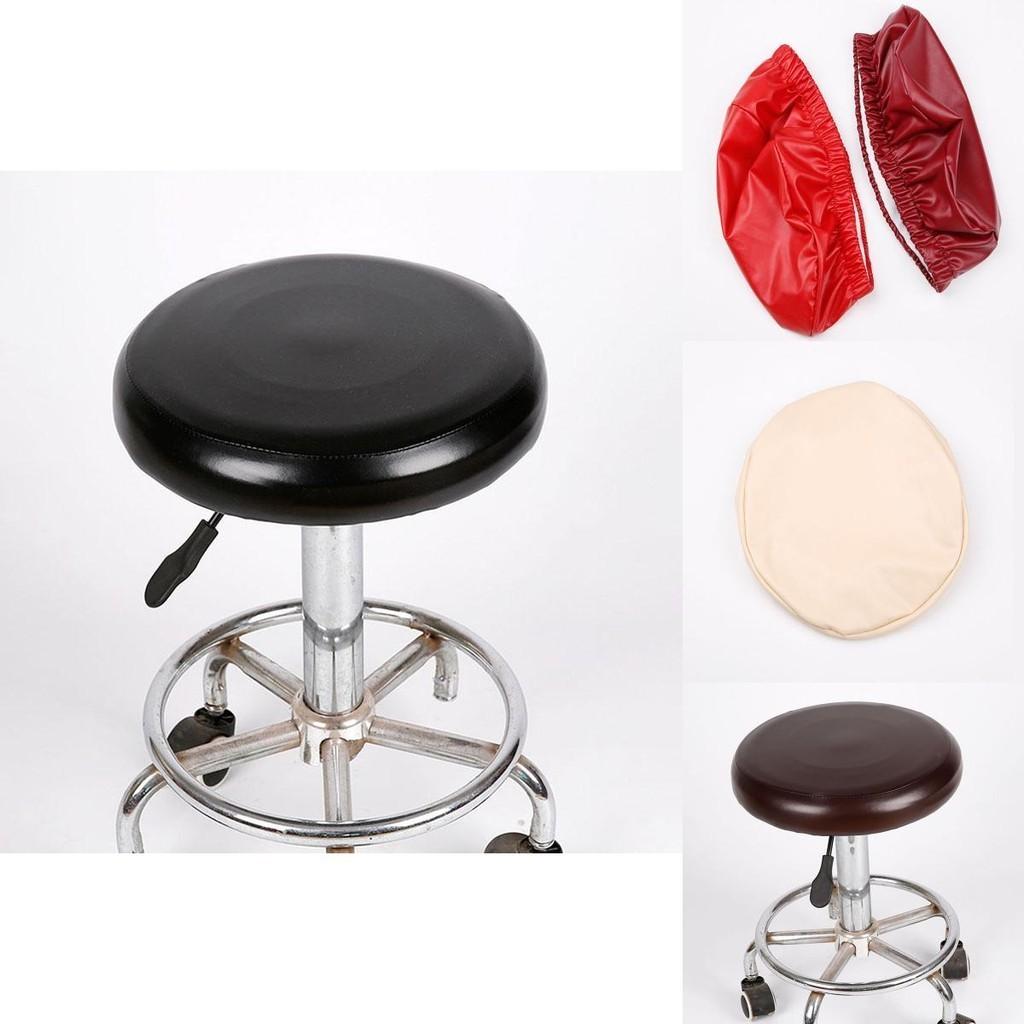 Cover Bar Stool Chic Round Chair Covering Seat Slipcover Faux 1pc Leather