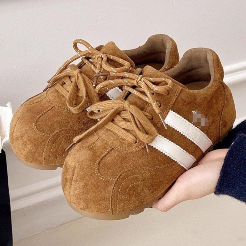 

heightening women s thick-soled white shoes autumn new retro versatile sports and leisure shoes 40 коричневый