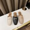 Modevarumärke Metallkedja Mules Skor Kvinna Täckta Tår Tofflor Damer Flipflops Flats Sandaler Casual Slip On Slides Halkfria Pantuflas