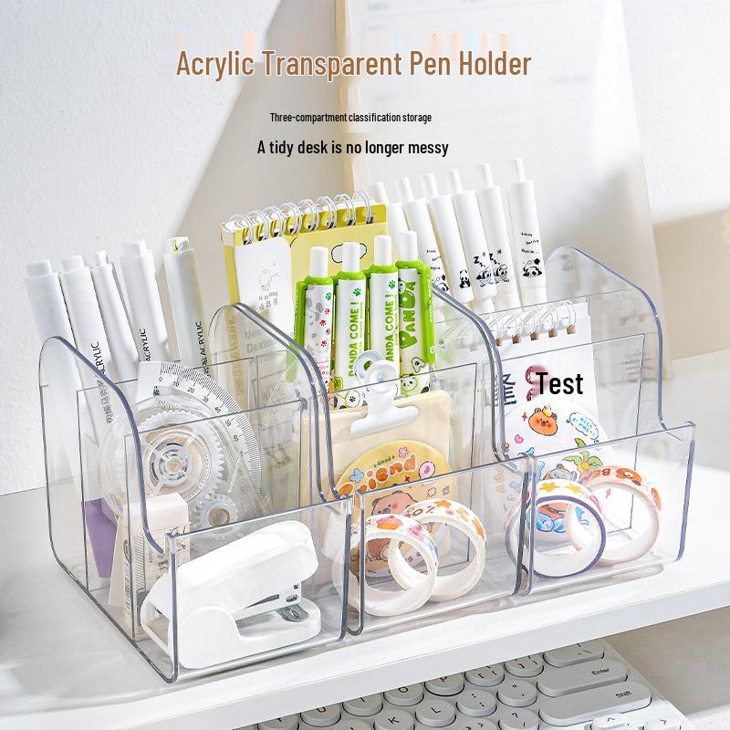 Transparenter Acryl-Stiftehalter mit mehreren Fächern - Kreativ, Große Kapazität, DIY Schreibtisch-Aufbewahrungsbox.