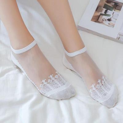 Rüschen-Söckchen, weich, bequem, ultradünn, durchsichtige Seide, transparent, unsichtbares Netz, gestrickte kurze Socken