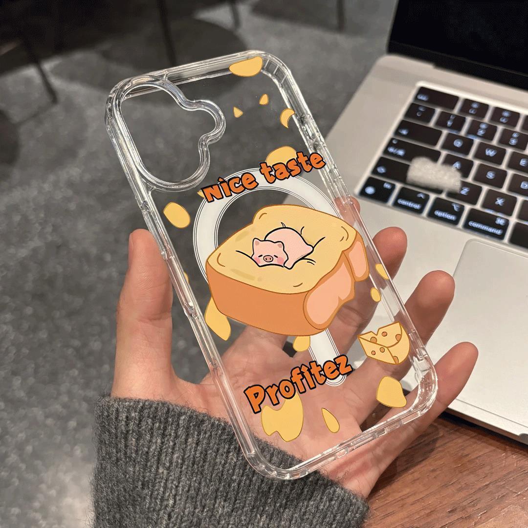 

Toast Piggy Magnetic Transparent Case for Apple iPhone 15 Pro Max/16 Pro/17/11 Apple 13