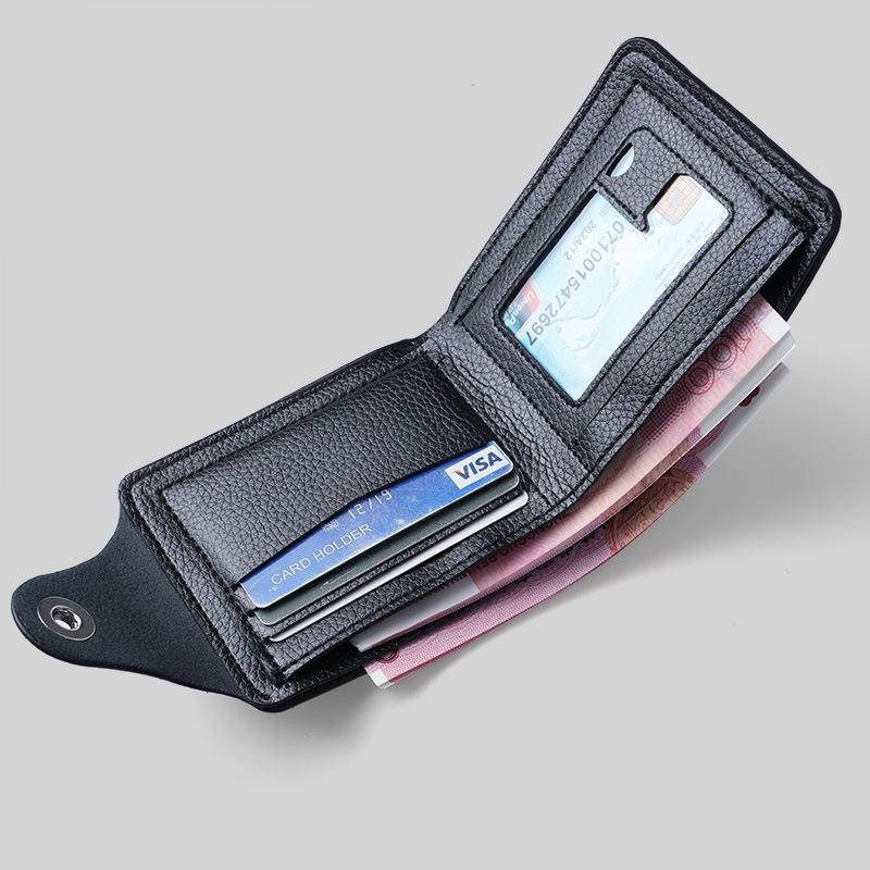 Men's Casual Multi-Card Short Wallet with Coin Purse and Double-Line Card Holder