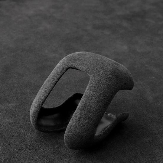 Black Suede Wrap ABS Car Central Gear Shift Knob Cover For Volvo S90 17-20