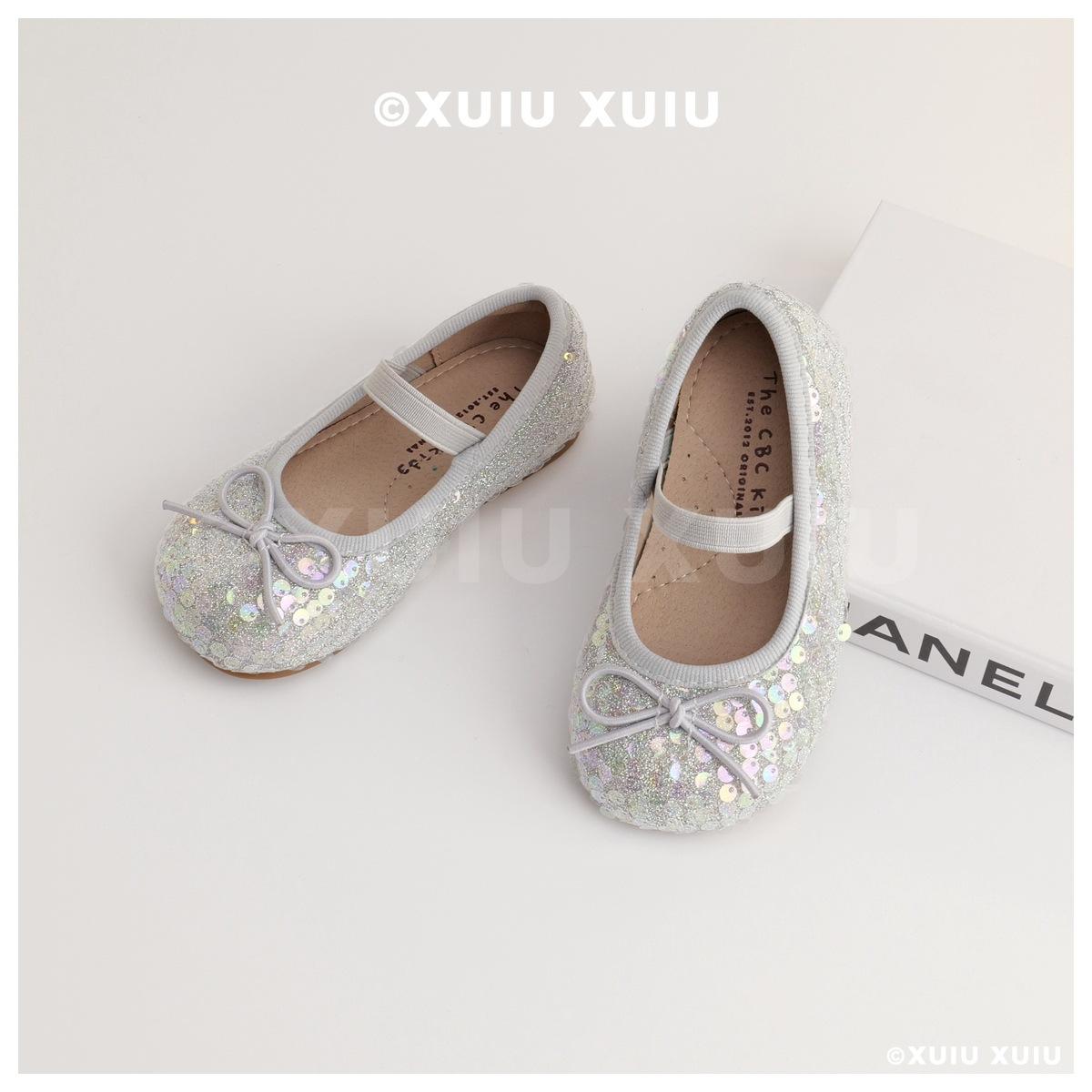 

XSHX The Little Mermaid Colorful Girls Sequins Mary Jane Shoes Spring and Autumn Velcro [Wenzhou Shoes] 20