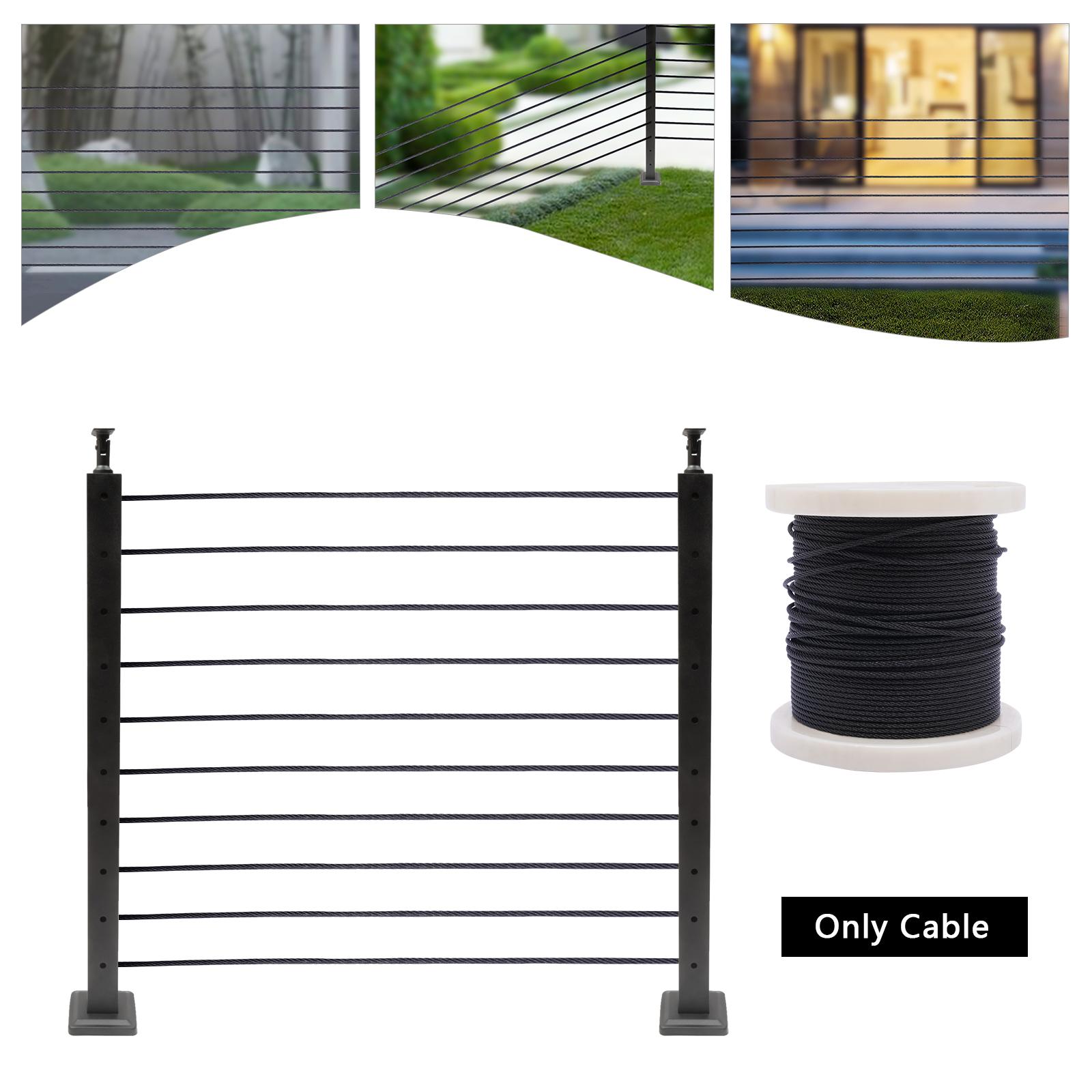 

1/8 Inch Black Wire Rope, 316 Stainless Steel Marine Grade Cable, 250ft Long 7x7 Strand Core, High Strength Flexible Wire Rope 76.2m