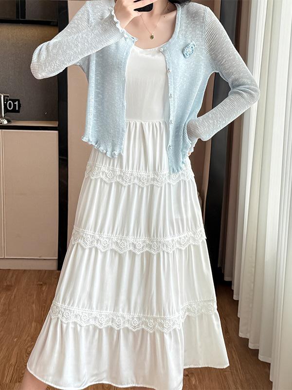 Spring Fashion Set: Women's Fairy Camisole Dress & Knit Cardigan