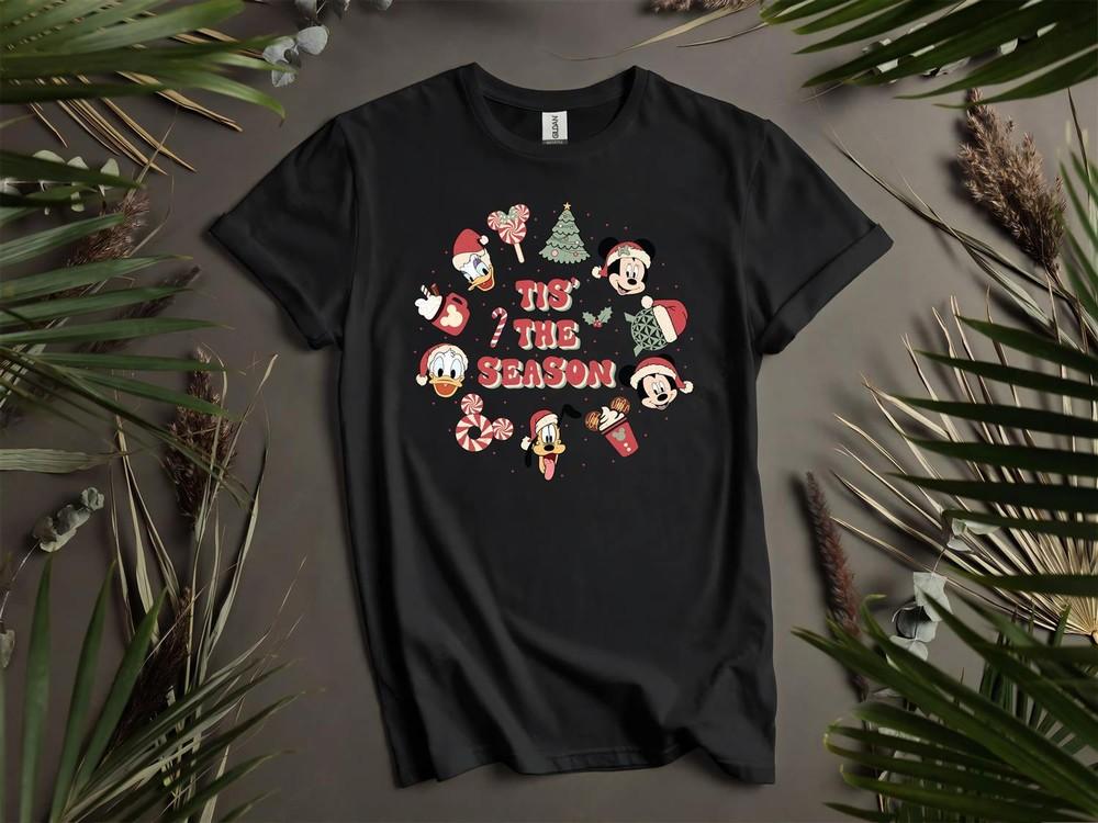 

Рождество с друзьями Микки Сезон Футболка Футболка Мужская Женская Унисекс Футболка L28 2XL