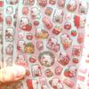 4 Pcs Strawberry Rabbit Pink Crystal Epoxy Kids' Cartoon Decorative Stickers Perfect for Scrapbook BulingBulingStickers Store