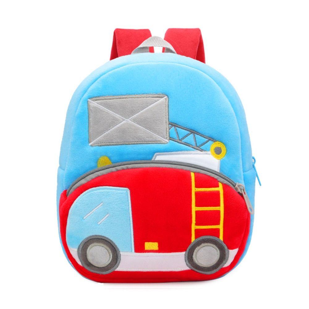 Plush Cartoon Excavator Backpack 2-4 Years Old Kids Small School Bag Kids Engineering Backpack