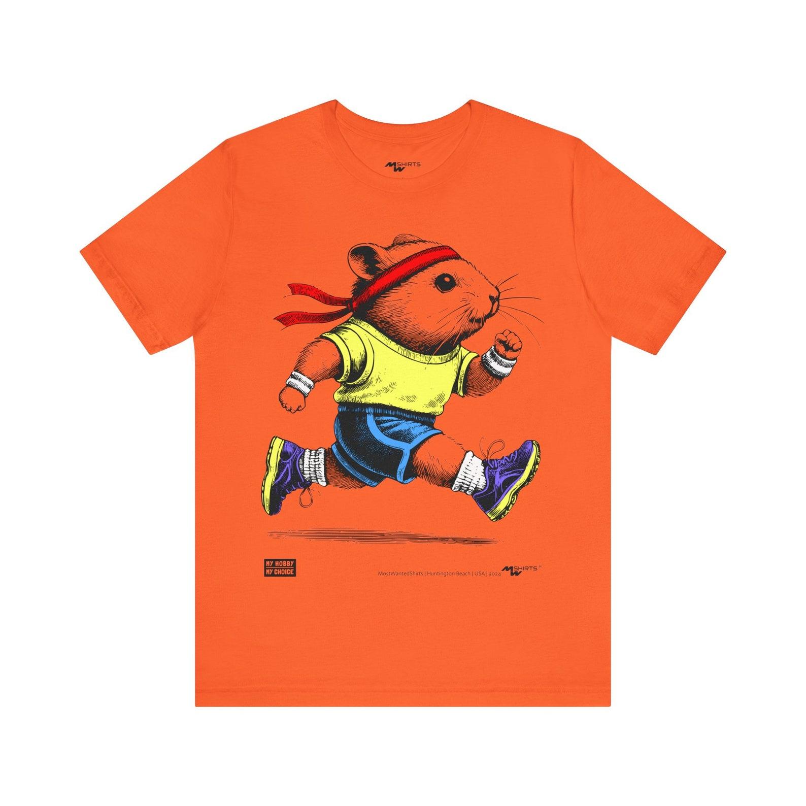 Jogging Hamster T-Shirt: Playful Style Running Outfit, Perfect Jogging Gift M