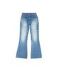 NO EXTRA TOUCH Dirty Embossed Distressed Bootcut Denim (Mid Blue)_26Sppt002Mb