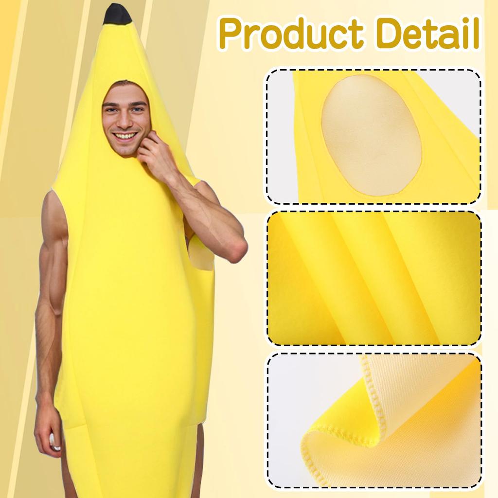 Banana Man Full Banana Costume for Halloween Funny Adult Perfect for School Festivals and Cultural Events [Formemory] - Costume, Yellow, Unisex, Size,