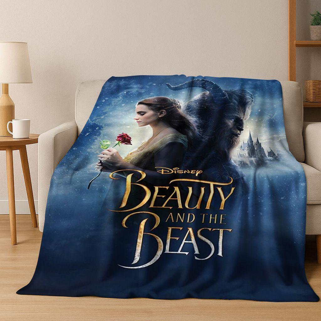 3D-Flanelldecke mit dem Motiv „Die Schöne und das Biest“ – warm, kuschelig und perfekt für Zuhause, Schlafzimmer, Bett oder Sofa. Ideal als Geschenk für Kinder.