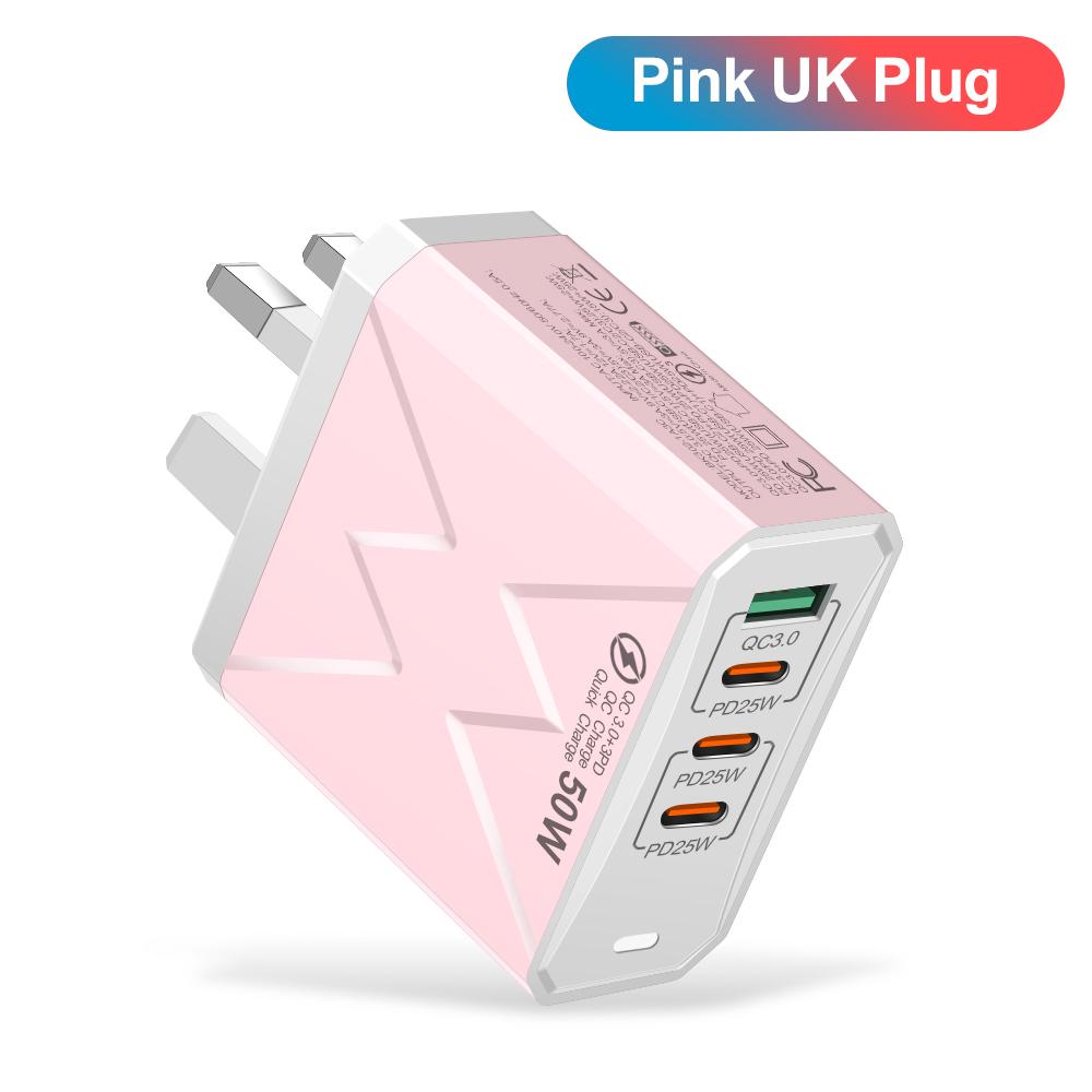 Total 100W 4Ports Charger USB Quick Charging 3.0 Mobile Phone Wall Adapter For iPhone Samsung Xiaomi  Fast Charge