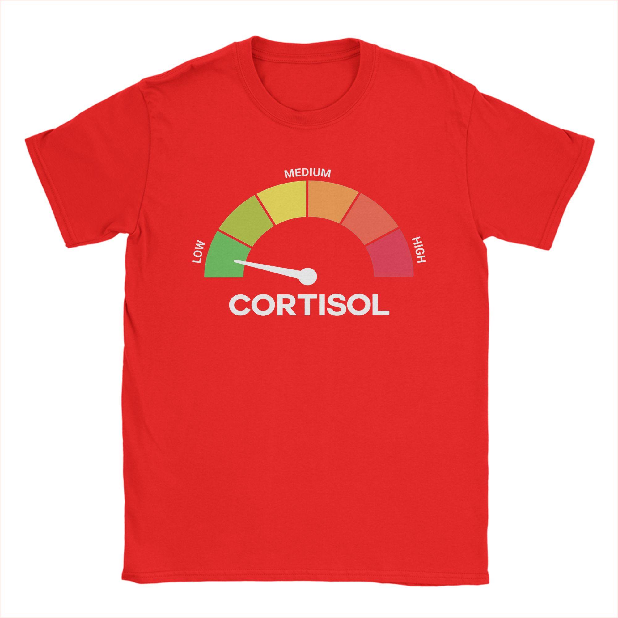 Funny Cortisol Low Level Stress Meter Meme Unisex s T Shirts Vintage Tees Short Sleeve Round Collar TShirt Cotton Clothes XL