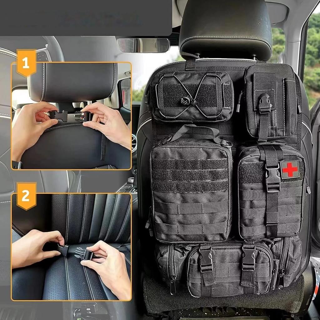 Car Rear Seat Back Storage Bag Multi Hanging Strap Tactical Molle Trunk Bag Organizer Auto Stowing Outdoor Hunting Accessories