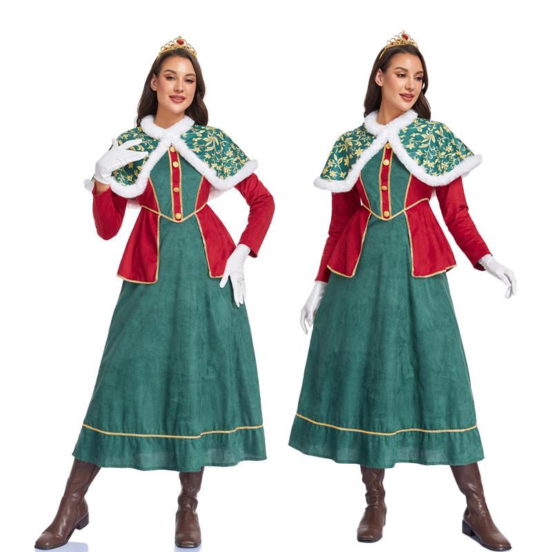 Halloween Witch Costume For Women With Polyester Fabric And Crown For Cosplay And Stage Performances