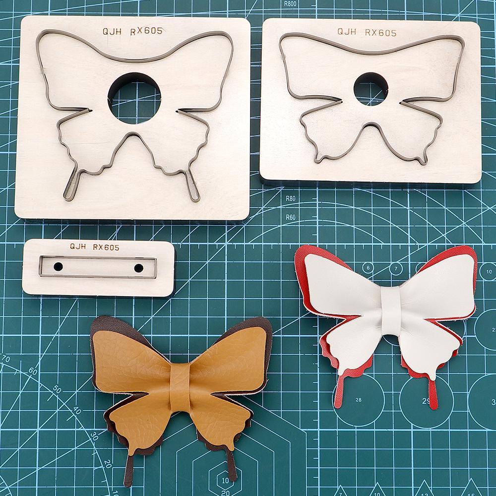1set DIY steel stamping punch mold, bow shaped cutting die template for leather punching & cutting, DIY handicraft drilling tool