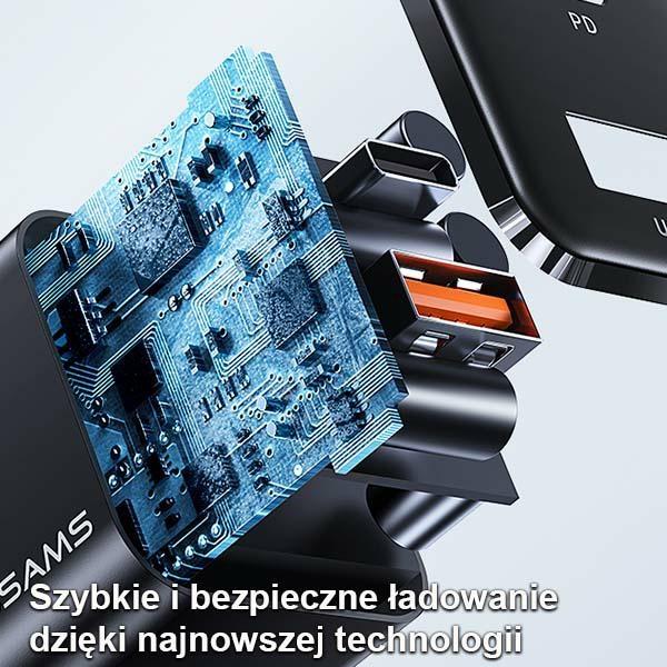 Ładowarka sieciowa 33W USAMS Power Delivery USB-C/USB-A Czarna