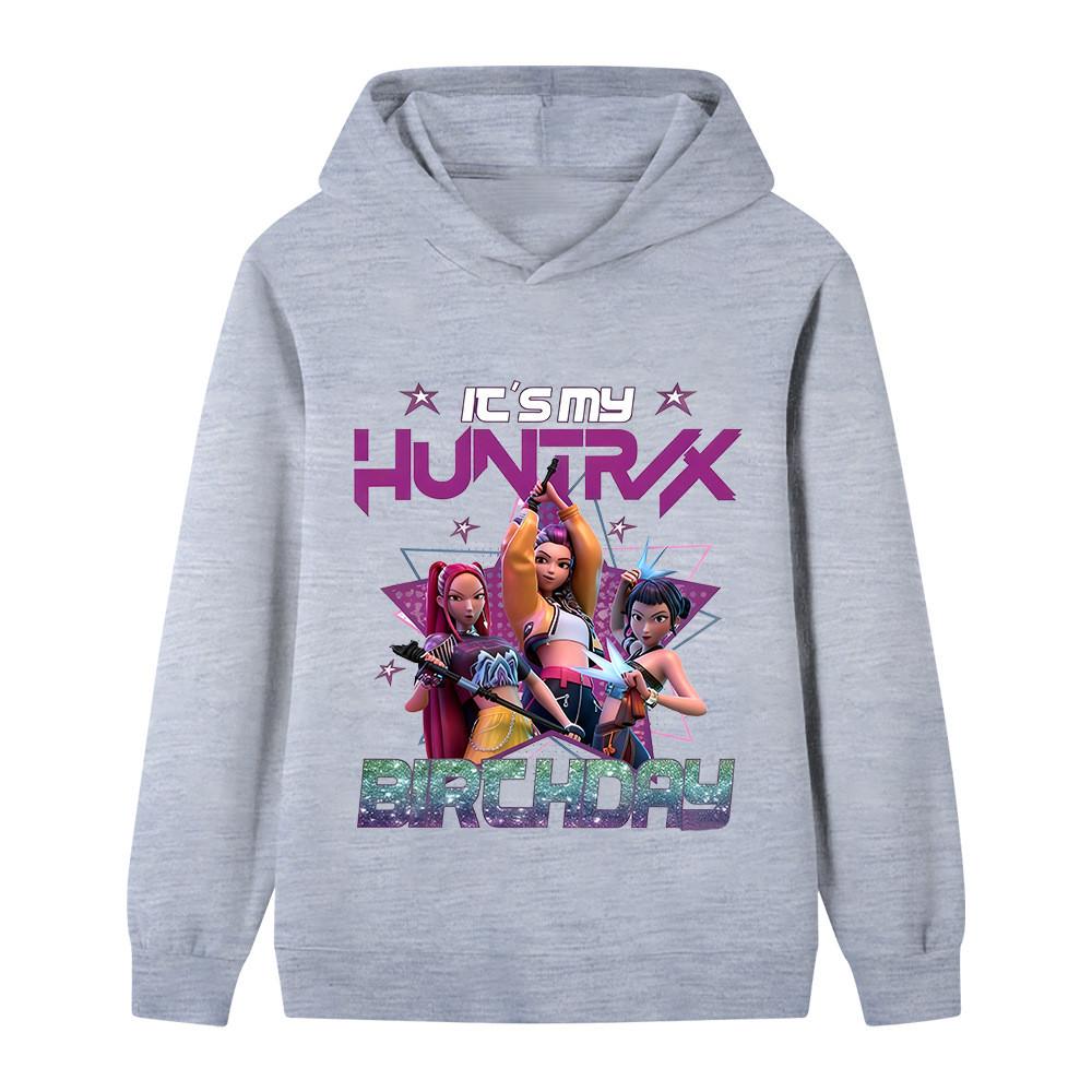 B1240 Kids Boys Girls Kpop Rumi Zoey Mira Print Long Sleeves Hoodie