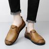 Men Brown Slip on Moccasins Hiking Shoes Black Flats Driving Shoes Blue Handmade Casual Wide Head Shoes Plus Size