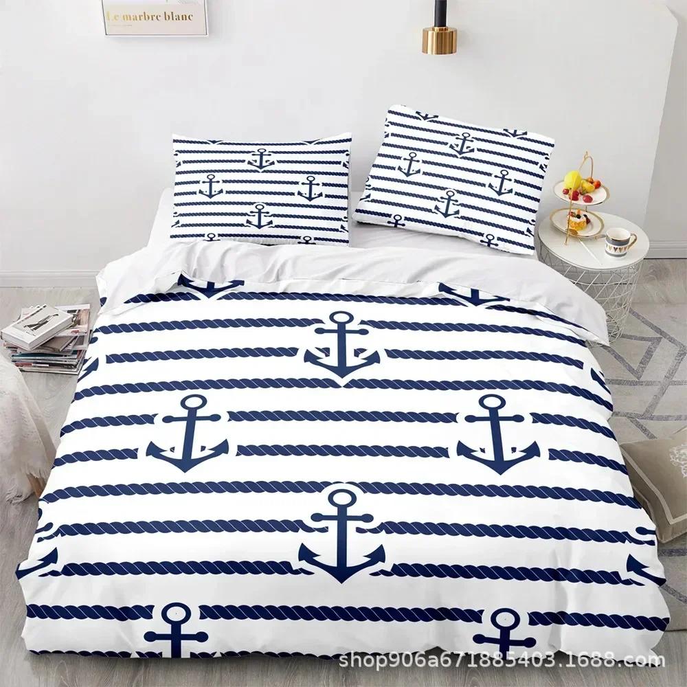 Luxury New 3D Print New Nautical Ocean Anchor Bedding Sets Ocean Spirit Duvet Cover King Queen Single Bed Linen  Teens Boys Gift
