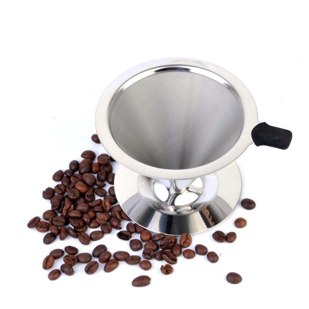 Handle Stainless Steel Reusable Coffee Filter Pour Over Coffee Dripper Drip Tools Cone Strainer