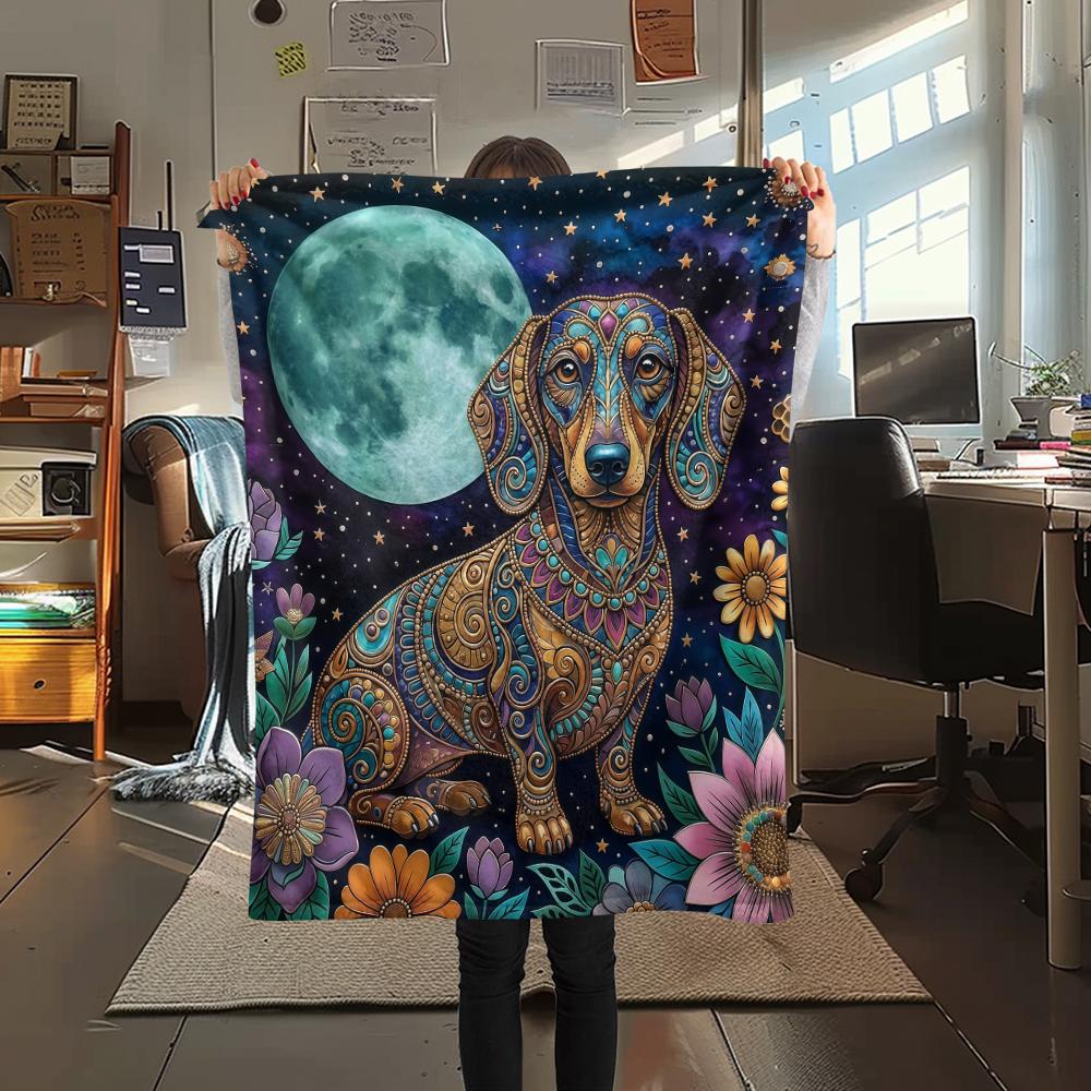 Retro Purple Flower Animal Print Flannel Blanket,High Quality Comfortable for All Seasons,Home Decor,Warmth and Comfort,Perfect for Christmas Gifts
