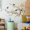 Creative Pear Blossom Branches and Little Bird Background Decorative Wall Stickers for The Living Room and Study