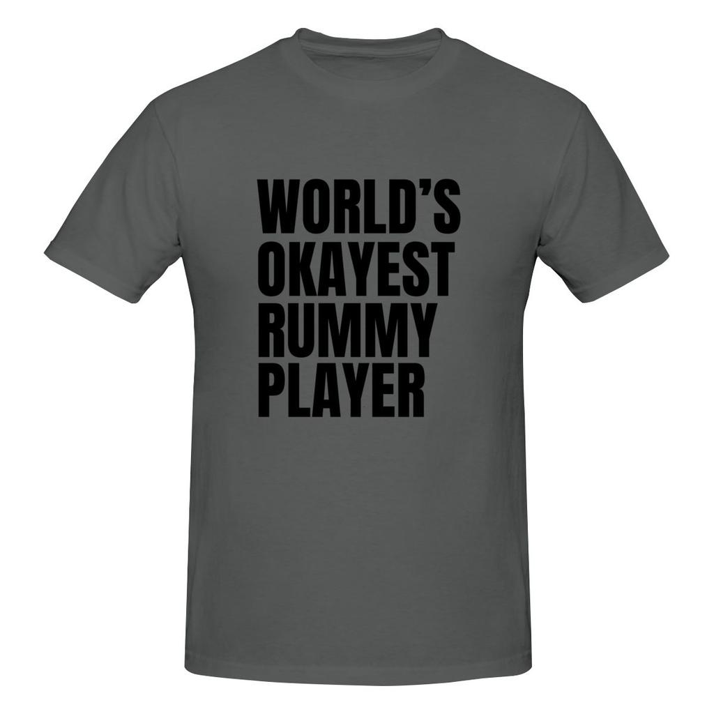 World S Okayest Rummy Player Black Soft And Glutinous Tshirt Korean Style Casual Small Patterns Basic Tee