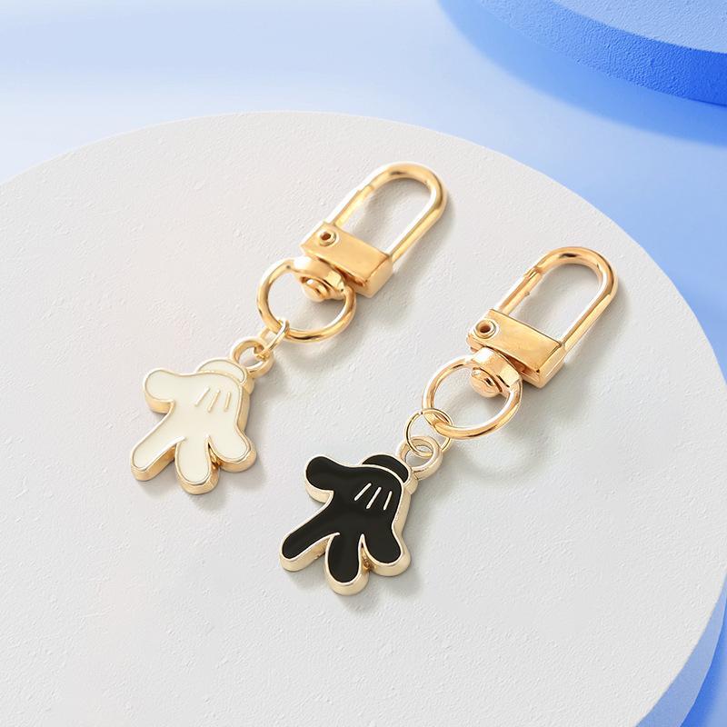 Cartoon Mickey and Minnie Palm Keychain Pendant - Cute Couple Bag Charm Keyring