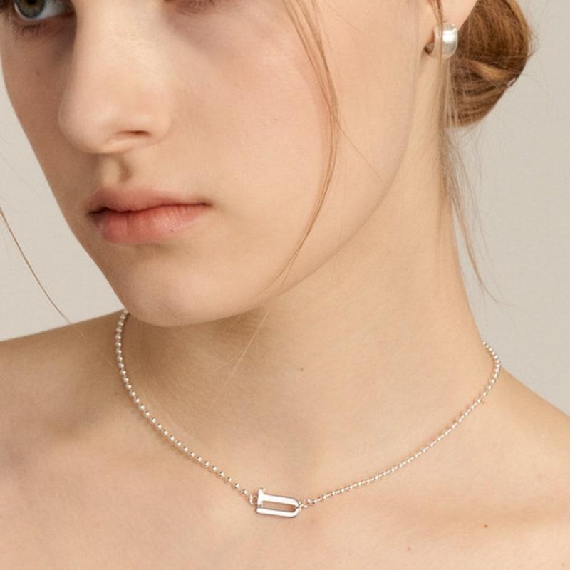 UNI.J [In517]Signature Logo Silver Necklace