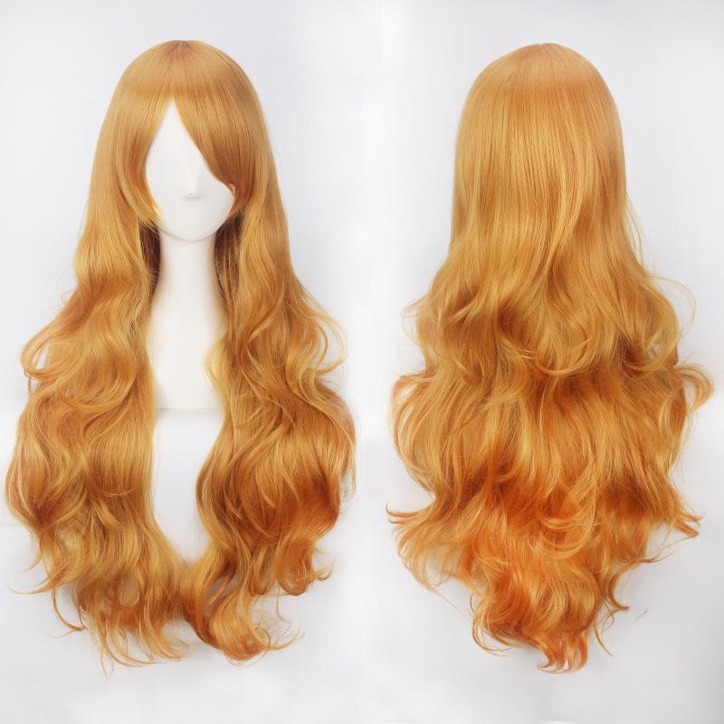 Wig Color Anime Wig Button Net High Temperature Wire Universal 80CM Long Curly Hair