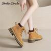Natural Suede Women Boots Soft Sole Lace-up Thick Boots Fashion Casual Work Boots