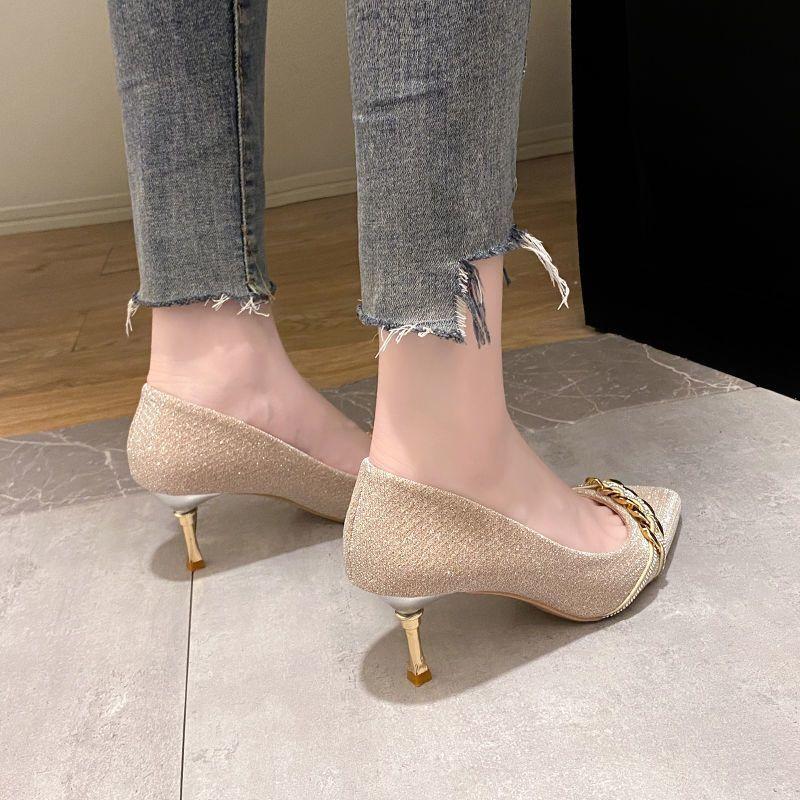 French Elegant Xiaoxiangfeng High Heels Versatile Stiletto Design Sense Niche Fashion Single Shoes New In Spring and Autumn 2024
