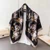 Chain Flower Simulation Silk Printing Large Square Scarf Silk Scarf Shawl Headscarf Beach Scarf Neck Protection Scarf Decorative Women'S Scarf