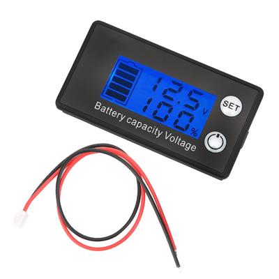 Compteur de batterie LCD 2 fils Pourcentage Voltmètre de batterie pour batterie Lithium Acide 768V(Rétroéclairage numérique bleu )