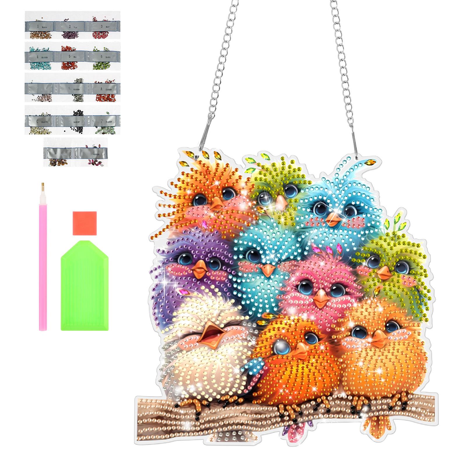 

Diamond Art Birdie Pendent DIY Diamond Decorative Painting Acrylic Painting Window Pendant DIY Diamond Art Pendants Kit for Home