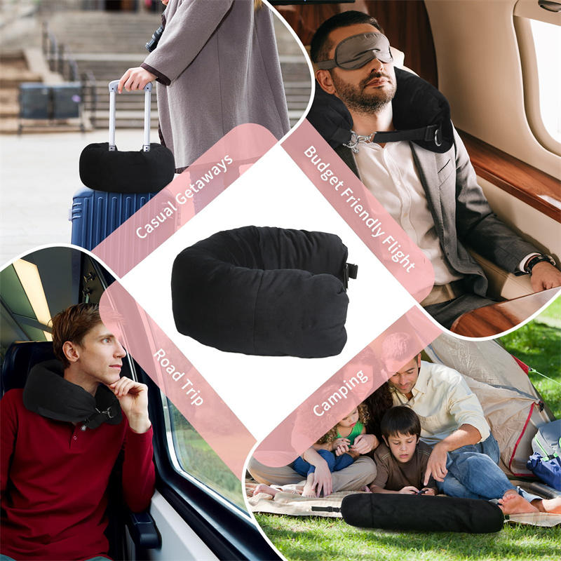 Travel Neck Pillow with Fillable Clothing U-Shaped Pillowcase Extra Storage Bag Velvet Neck Pillow Cover for Airplane Travel Take A Nap