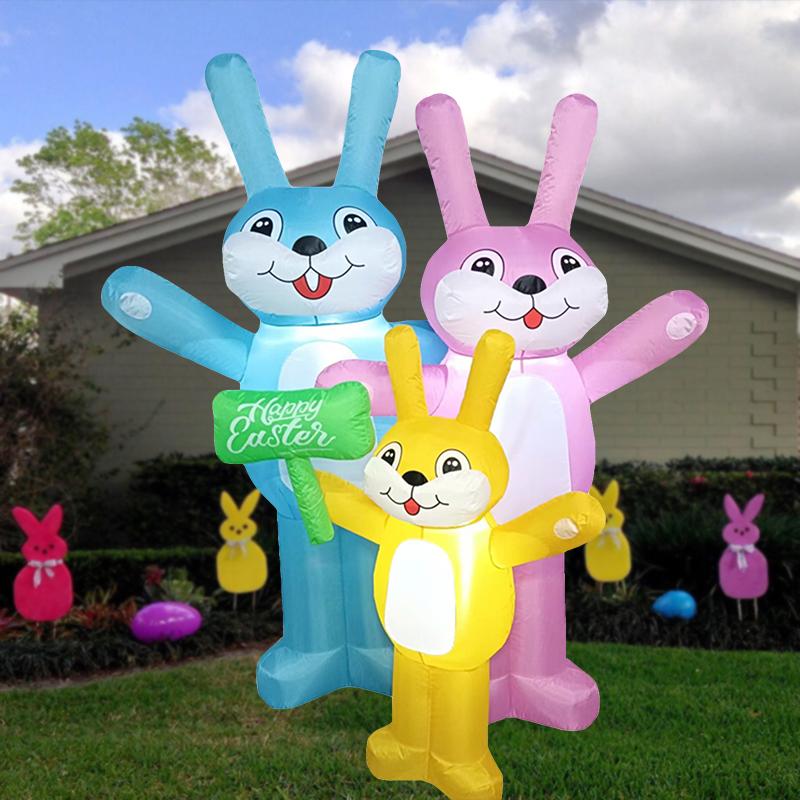 Osterhase Aufblasbare Dekorationen Aufblasbare Ostern Bunte Eier Eingebaute LED DIY Garten Hof Rasen Innen Außen Partydekor