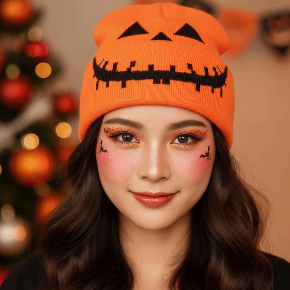 Soft Texture Halloween Knitted Cap Knitted Fabric Hip Hop Skullcap Daily Commute