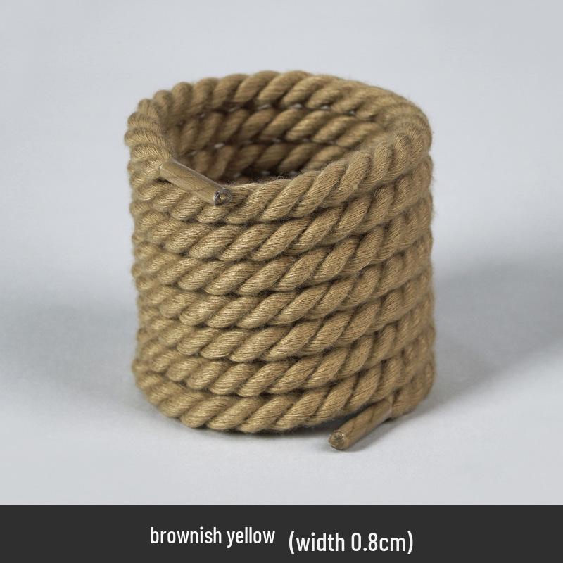 White Polyester Cotton Three-Strand Round Shoelaces - Versatile for Casual or Board Shoes (Pair)