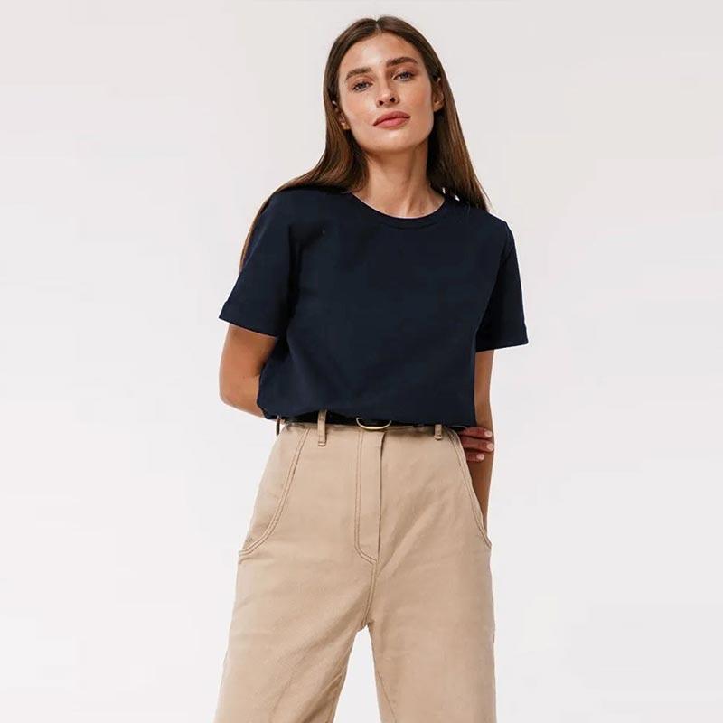 Basic Causal Solid Crew Neck Cotton T-shirt Women Loose Versatile Commuter Short Sleeve Tee Summer Simple Daily Lady Tops