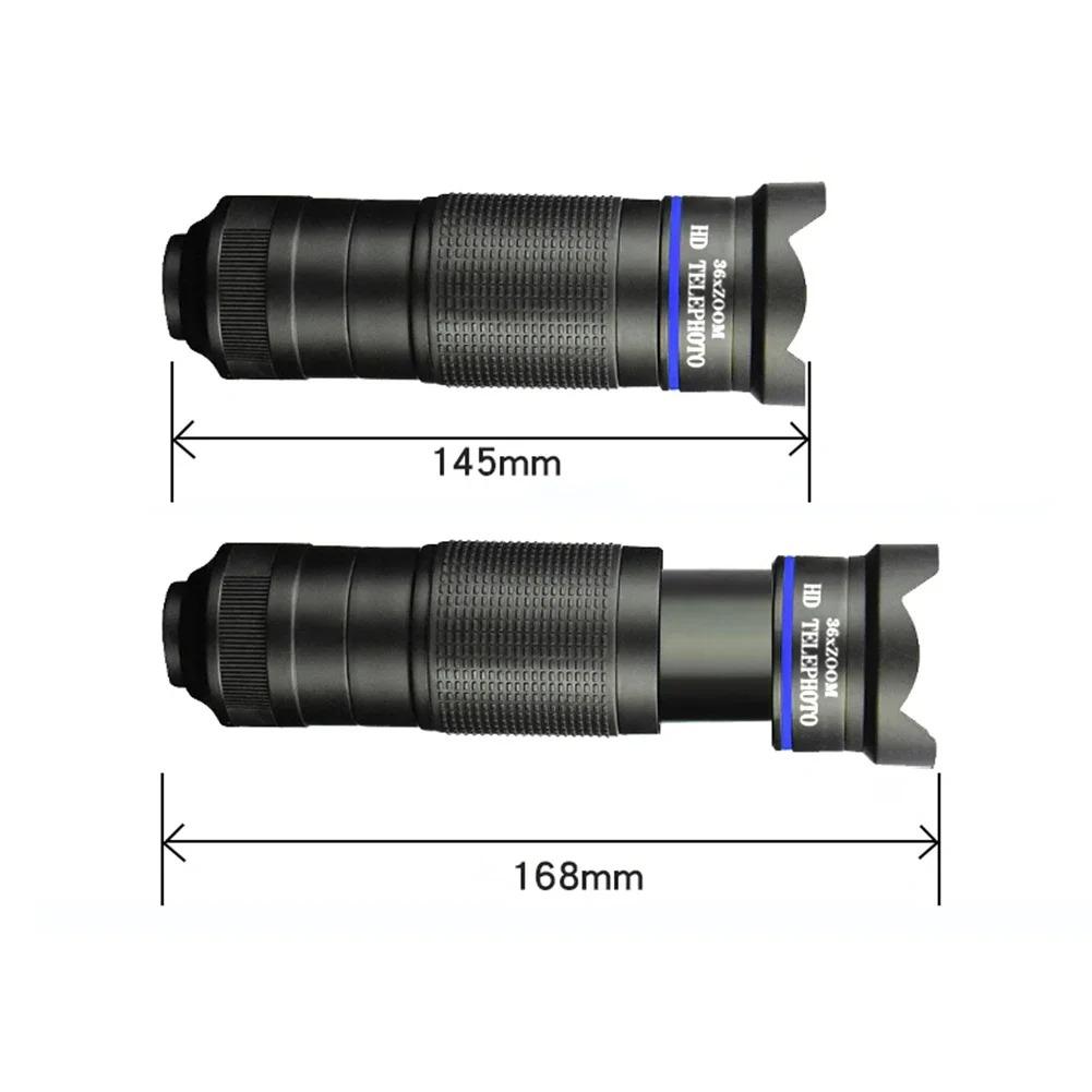 Monocular Telecope Zoom Macro Fisheye 4 In1 Wide Angel Lens Kit Phone Camera Lens 36x Telephoto For Cellphone Iphone Samsung Xiaomi Huawei
