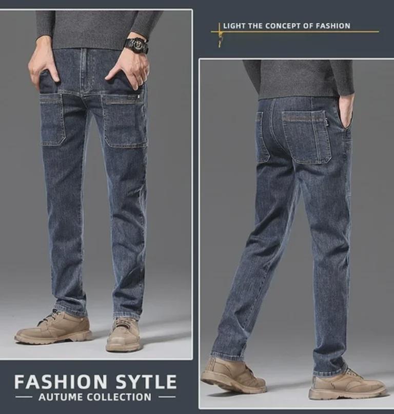 Spring Collection: Men's Elastic Smoke Gray Jeans - Vintage Wash Retro Style
